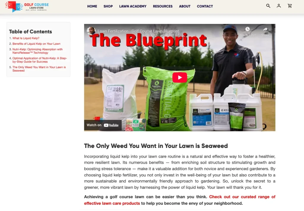 Golf Course Lawn Store YouTube Videos in Blog